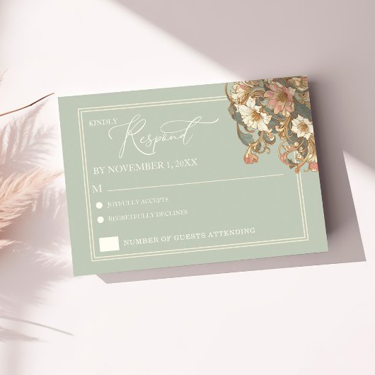 Carte RSVP Fleur Orné