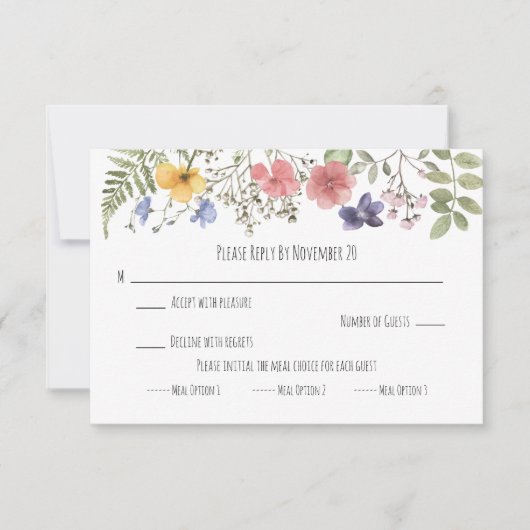 Carte RSVP fleur sauvage (Devant)