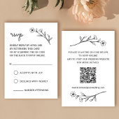 Carte RSVP fleur sauvage avec code QR