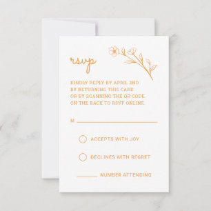 Carte RSVP fleur sauvage avec code QR dans Sunset 