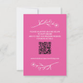 Carte RSVP fleur sauvage avec code QR en rose chau (Dos)