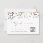 Carte RSVP fleur sauvage avec code QR Floral Boho (Devant)