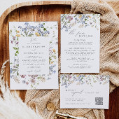 Carte RSVP fleur sauvage avec code QR Floral Boho