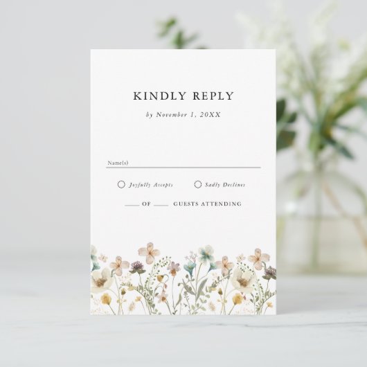 Carte RSVP Fleur sauvage Boho (Debout devant)