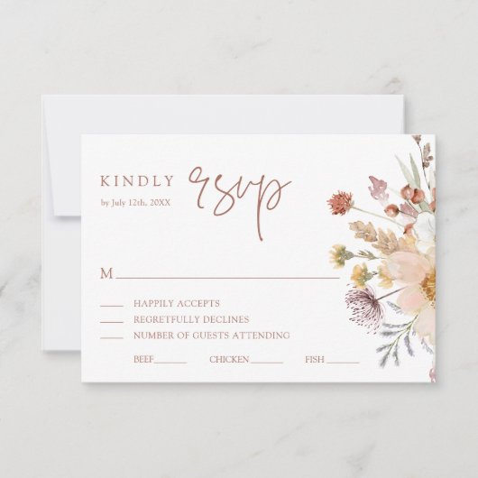 Carte RSVP Fleur sauvage Boho (Devant)