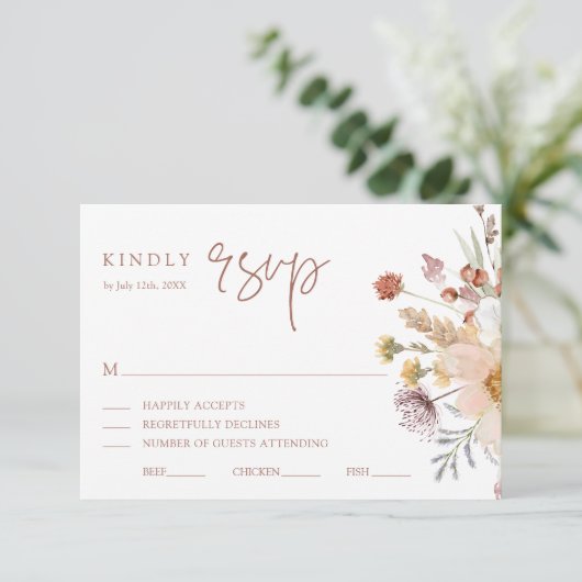 Carte RSVP Fleur sauvage Boho (Debout devant)