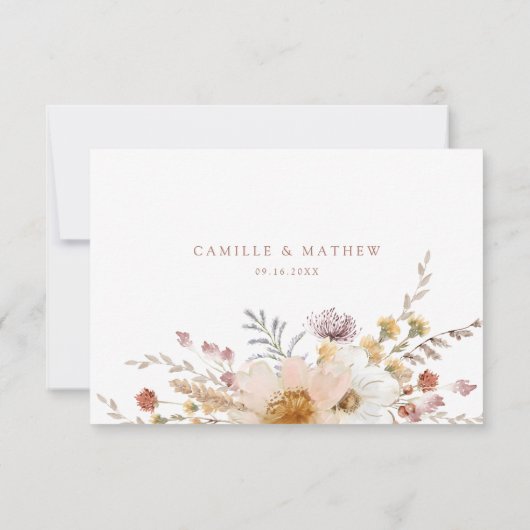 Carte RSVP Fleur sauvage Boho (Dos)