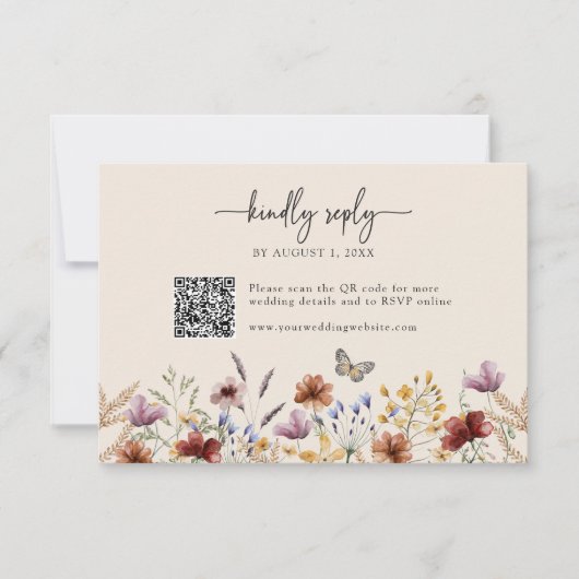 Carte RSVP Fleur sauvage Boho (Devant)