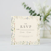 Carte RSVP Fleur sauvage Boho Cream (Debout devant)