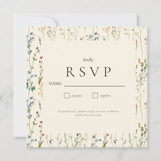 Carte RSVP Fleur sauvage Boho Cream (Devant)