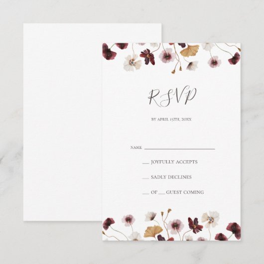 Carte RSVP Fleur sauvage Cuivre Bourgogne (Devant / Derrière)