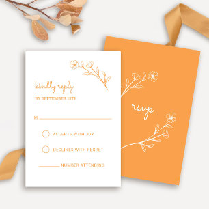 Carte RSVP fleur sauvage dans Sunset Orange