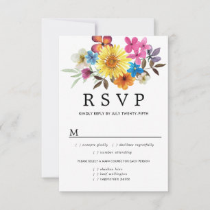 Carte RSVP Fleur sauvage d'été, Options de repas