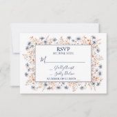 Carte RSVP Fleur sauvage Dusty Blue et Peach Boho (Devant)