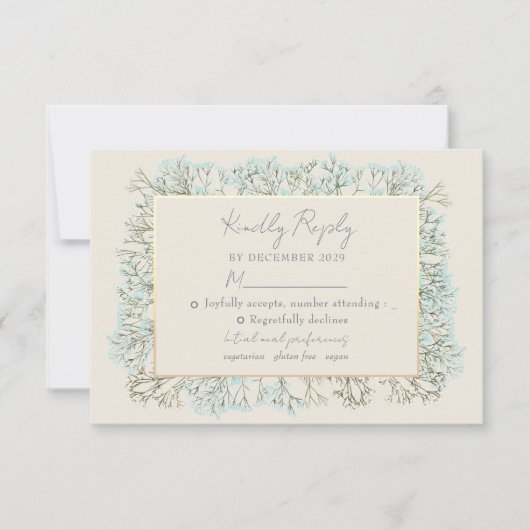 Carte RSVP fleur sauvage Dusty Blue Wedding (Devant)
