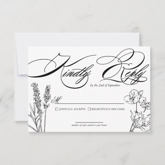 Carte RSVP fleur sauvage Elegant Wedding (Devant)