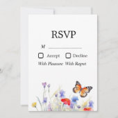 Carte RSVP Fleur sauvage et papillon aquarelle (Devant)
