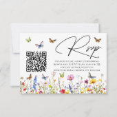 Carte RSVP fleur sauvage Fête des mariées QR Code (Devant)