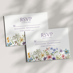 Carte RSVP fleur sauvage Fleur Fleur Fleur Fleur F