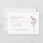 Carte RSVP fleur sauvage Floral Burgundy Wedding (Devant)
