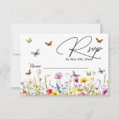 Carte RSVP fleur sauvage & Papillons Fête des mari (Devant)