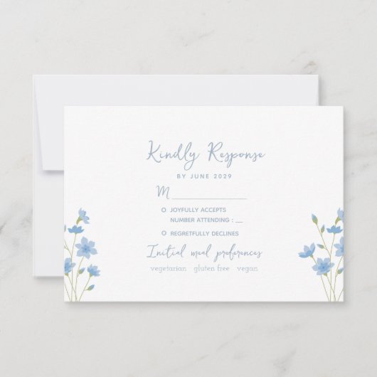 Carte RSVP fleur sauvage Periwinkle Wedding (Devant)