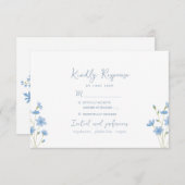 Carte RSVP fleur sauvage Periwinkle Wedding (Devant / Derrière)