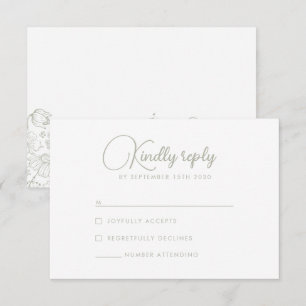 Carte RSVP Fleur sauvage Sage Green Elegant Weddin