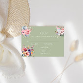 Carte RSVP Fleur sauvage Vert Sage