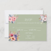Carte RSVP Fleur sauvage Vert Sage (Devant)