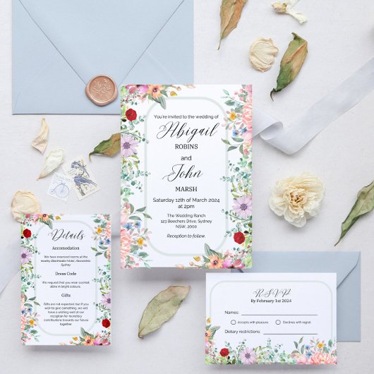Carte RSVP Fleur sauvage Whimsical