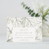 Carte RSVP fleurie bio Dusty Sage Kaki (Debout devant)