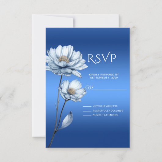 Carte RSVP Fleurs Aquarelles Bleues (Devant)