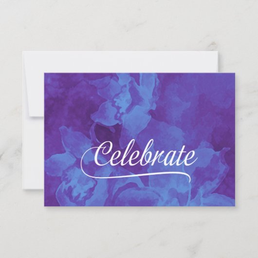 Carte RSVP Fleurs d'aquarelle bleu et violet (Devant)