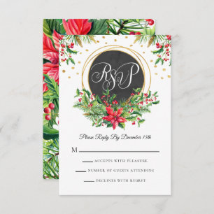 Carte RSVP Fleurs d'aquarelle de Noël