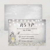 Carte RSVP Fleurs de Baby's Breath et Lanterne Bla (Devant / Derrière)