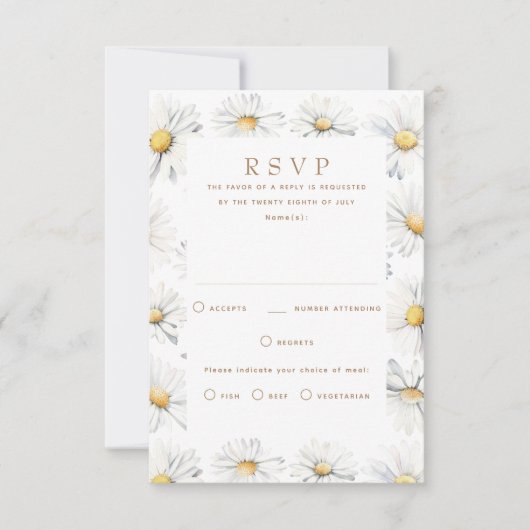 Carte RSVP Fleurs de marguerite blanche pour Maria (Devant)