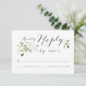 Carte RSVP Fleurs de prairie - blanc (Debout devant)