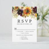 Carte RSVP fleurs de tournesol d'automne, options  (Debout devant)
