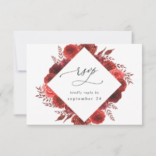 Carte RSVP Fleurs Rouges avec Repas 2