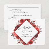 Carte RSVP Fleurs Rouges avec Repas 2 (Devant / Derrière)