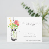 Carte RSVP Fleurs sauvages & Mason Jar (Debout devant)