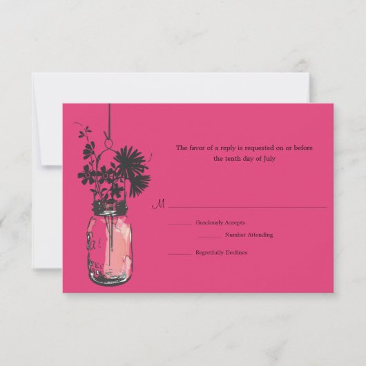 Carte RSVP Fleurs sauvages & Mason Jar (Devant)