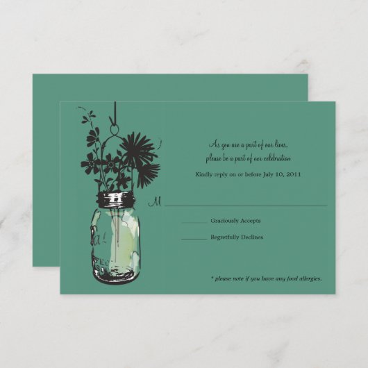 Carte RSVP Fleurs sauvages & Mason Jar (Devant / Derrière)