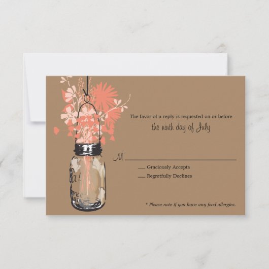 Carte RSVP Fleurs sauvages & Mason Jar (Devant)