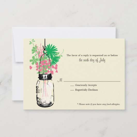 Carte RSVP Fleurs sauvages & Mason Jar (Devant)