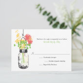 Carte RSVP Fleurs sauvages & Mason Jar (Debout devant)