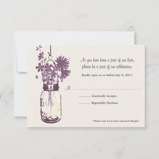Carte RSVP Fleurs sauvages & Pot Mason (Devant)
