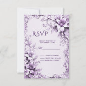 Carte RSVP Fleurs violettes élégant (Devant)