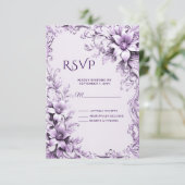 Carte RSVP Fleurs violettes élégant (Debout devant)